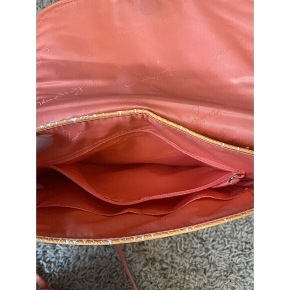 VERA Bradley Purse PINK CONFETTI STRIPE Flap Crossbody Vinyl Shoulder Ba… - Picture 6 of 12